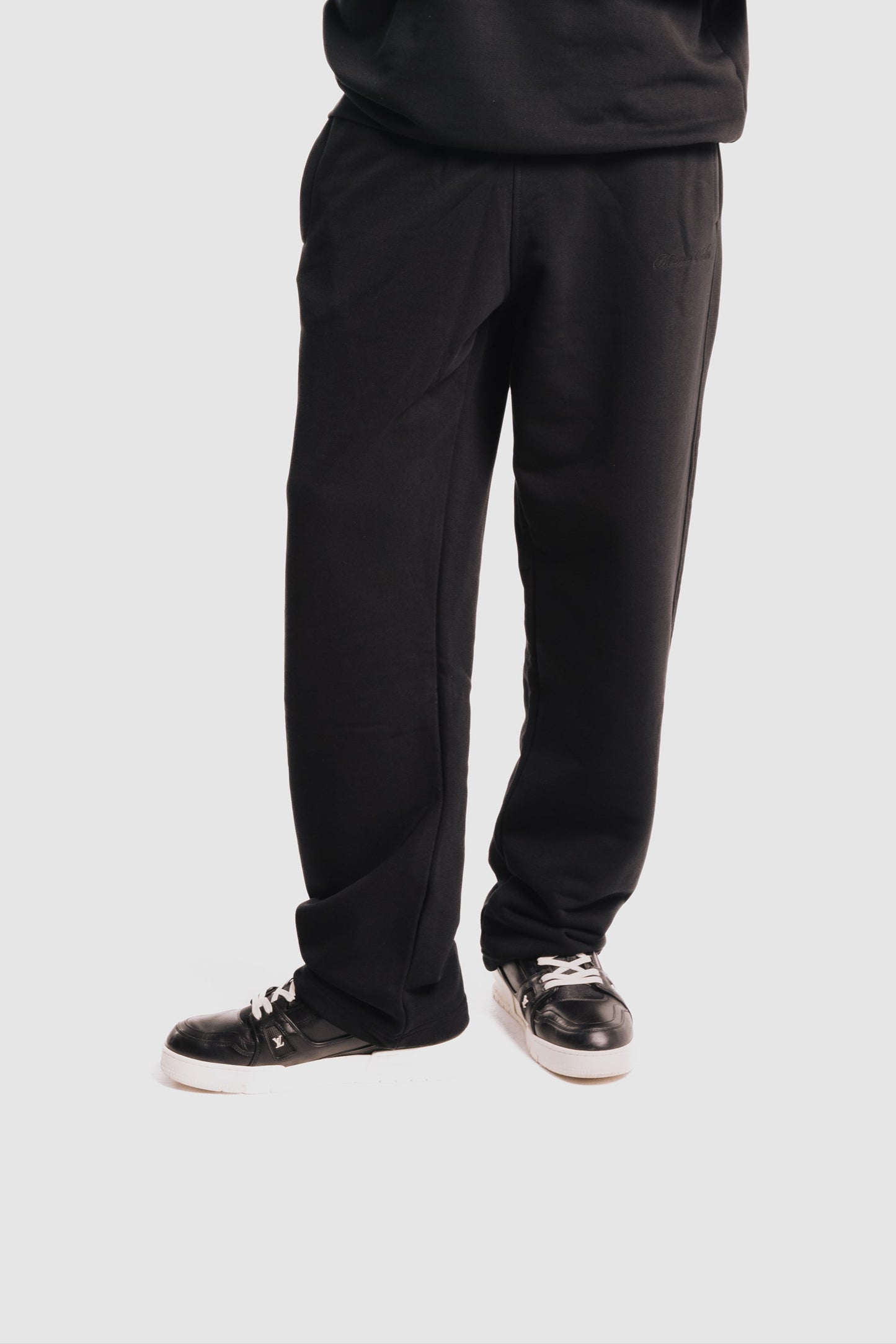 Open Leg Sweatpants - Black