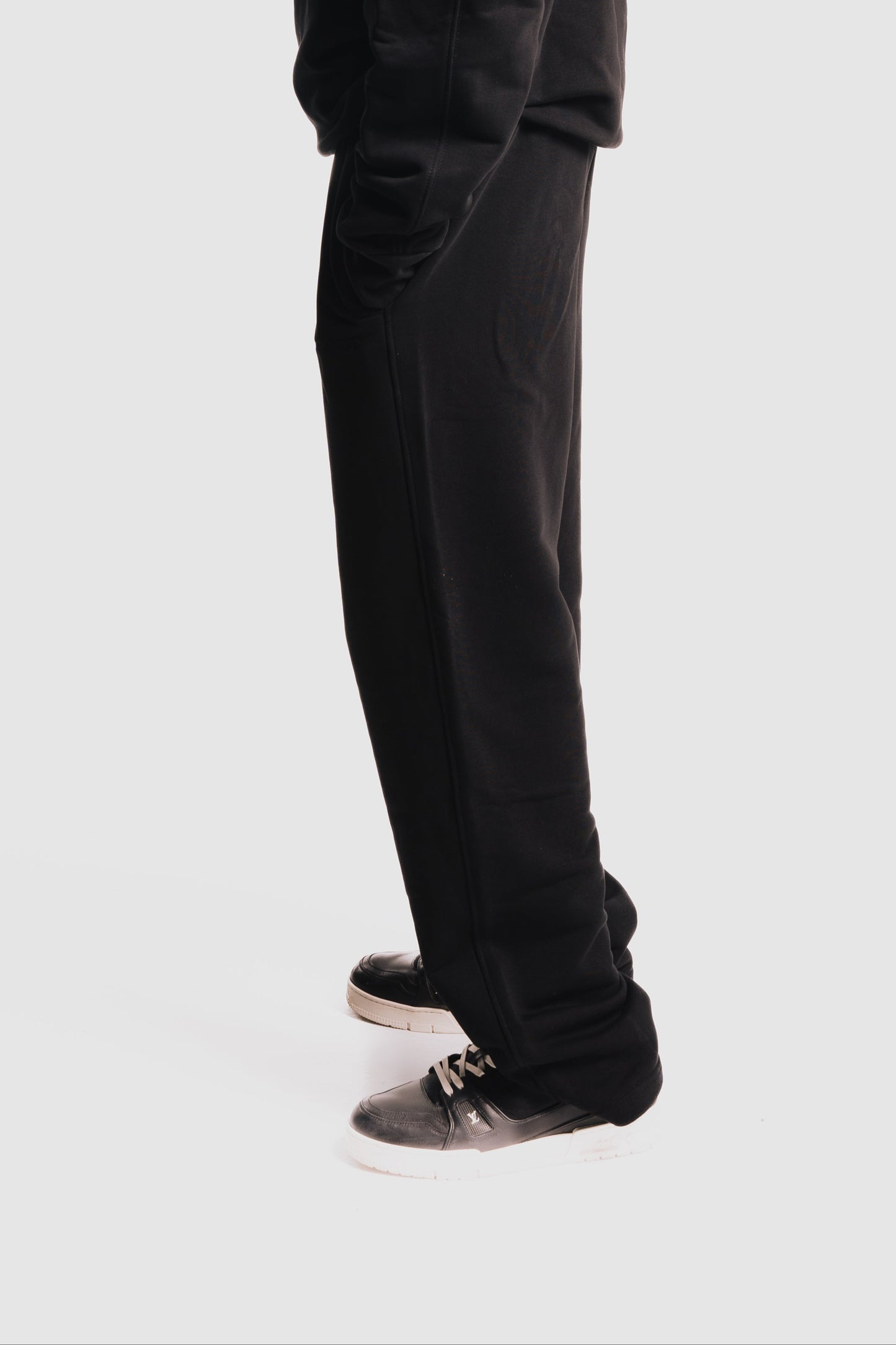Open Leg Sweatpants - Black