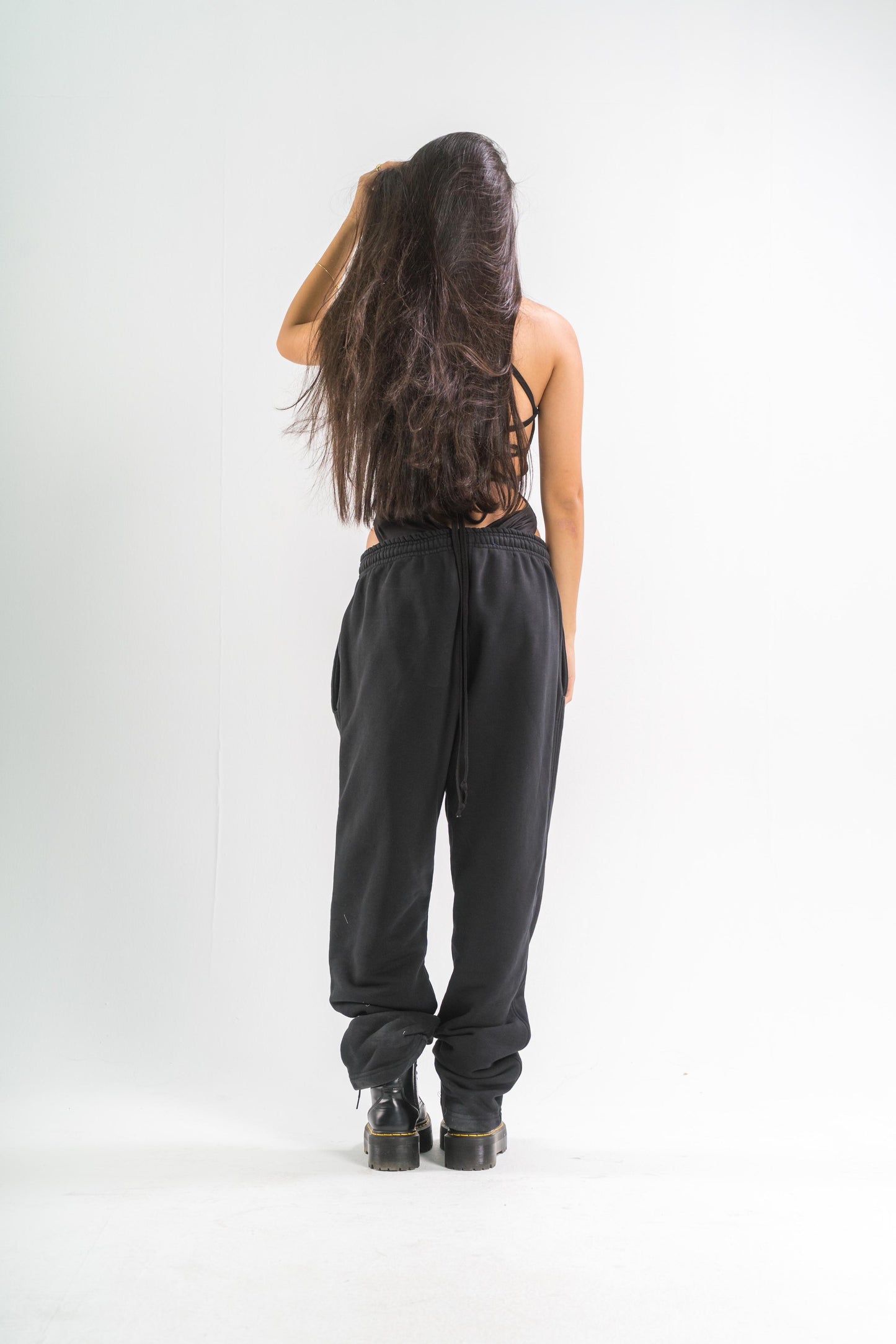 Open Leg Sweatpants - Black