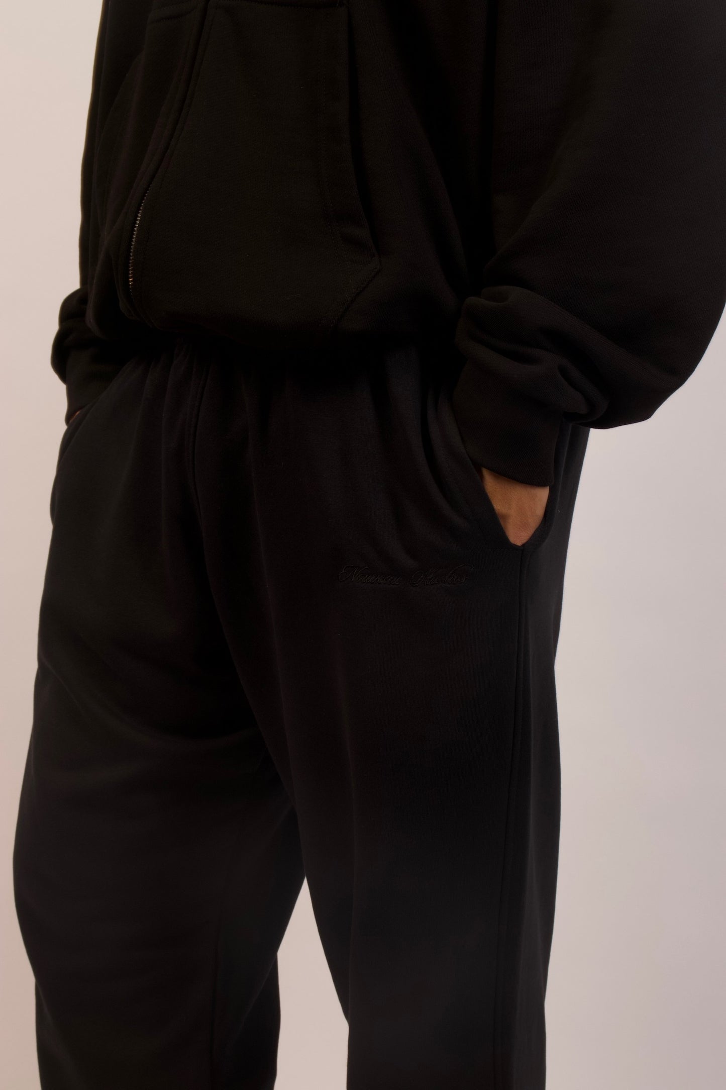 Open Leg Sweatpants - Black