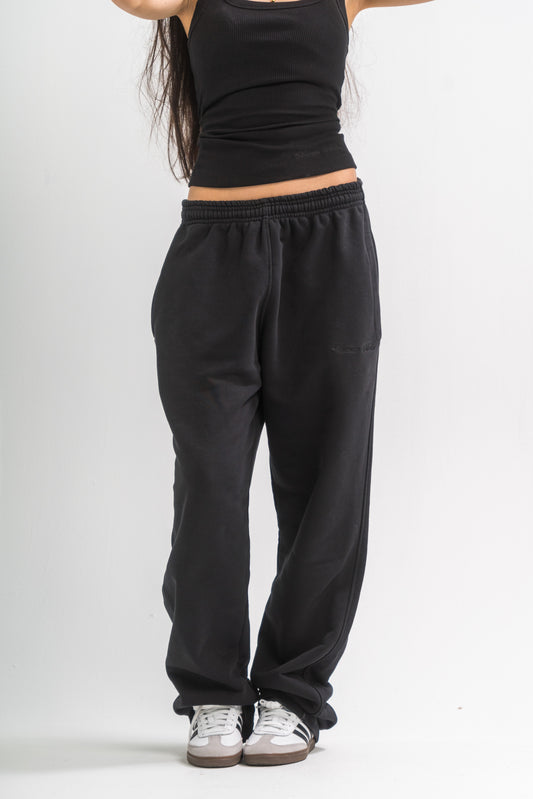 Open Leg Sweatpants - Black