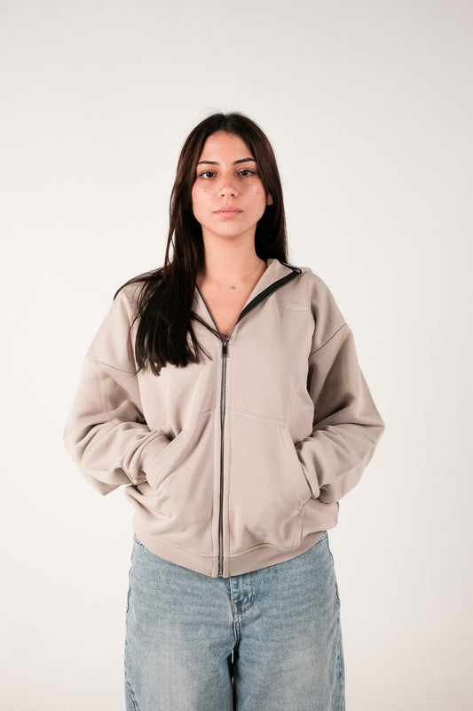 Heavyweight Zip-up -Beige