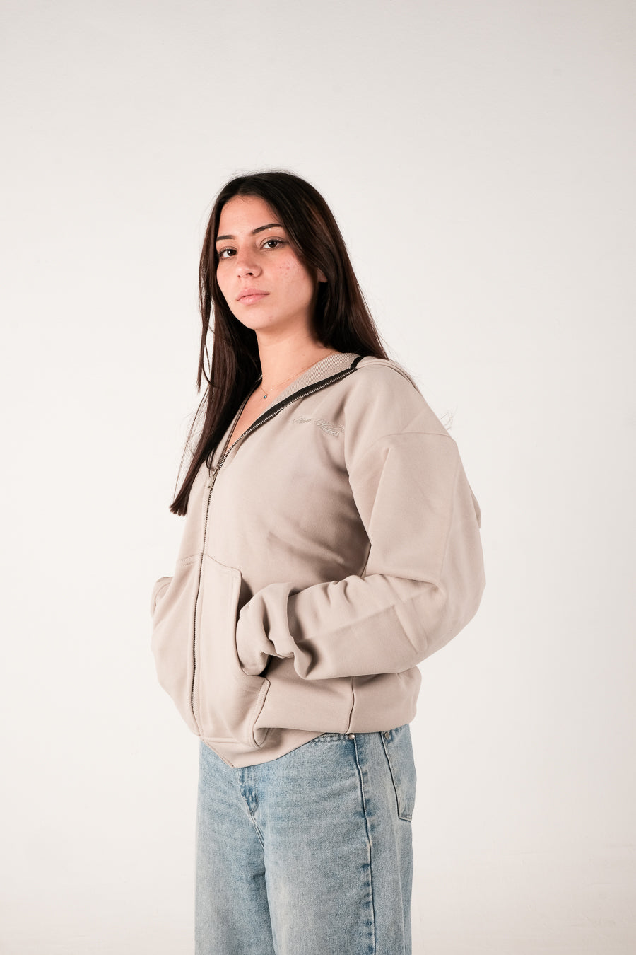 Heavyweight Zip-up -Beige